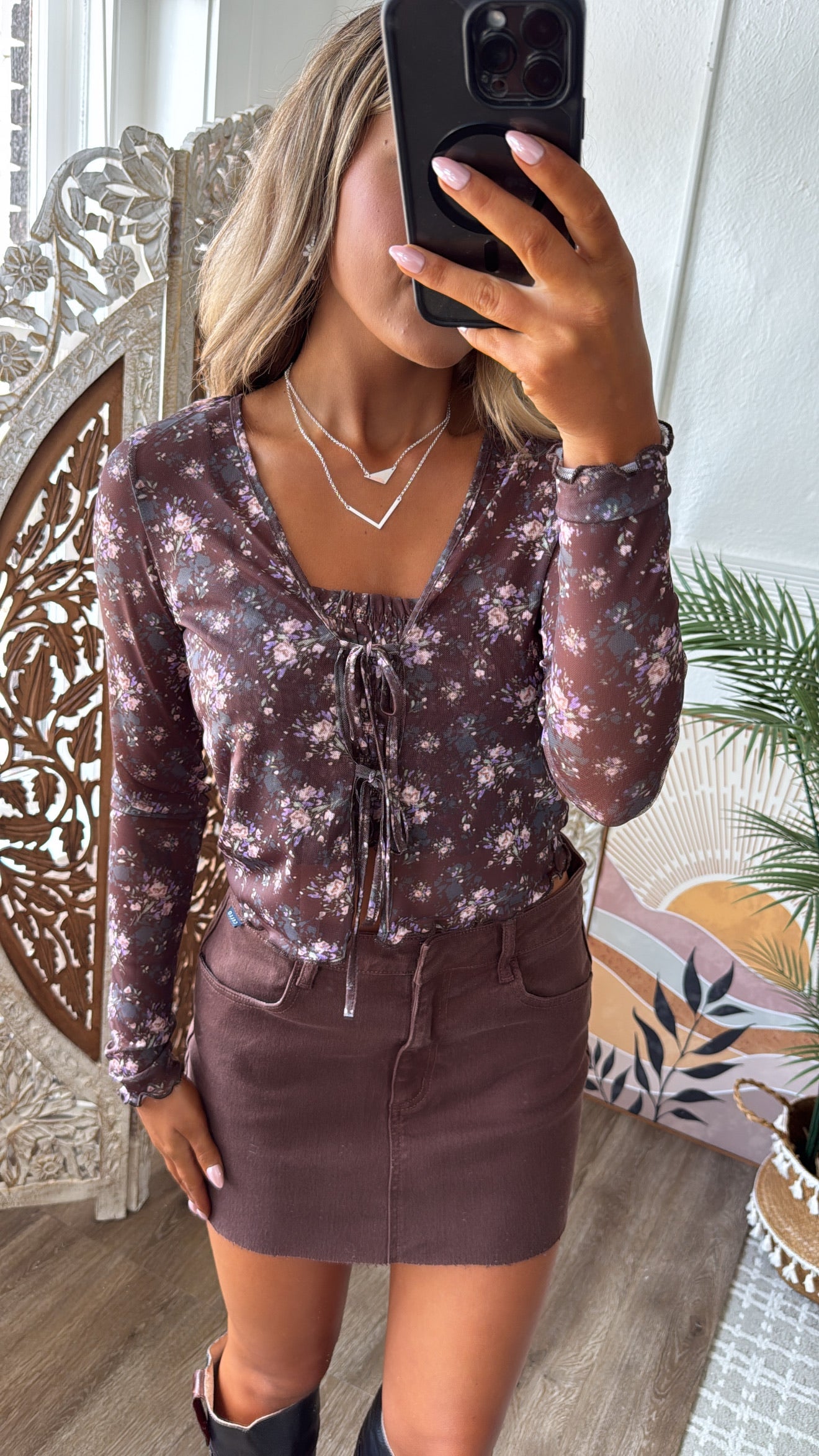 Fading Seasons Top, Brown