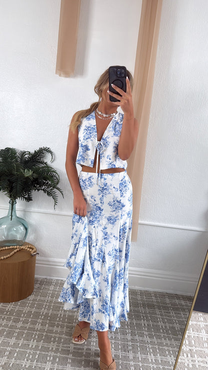 Athena Skies Two Piece Set, Blue/Off-White