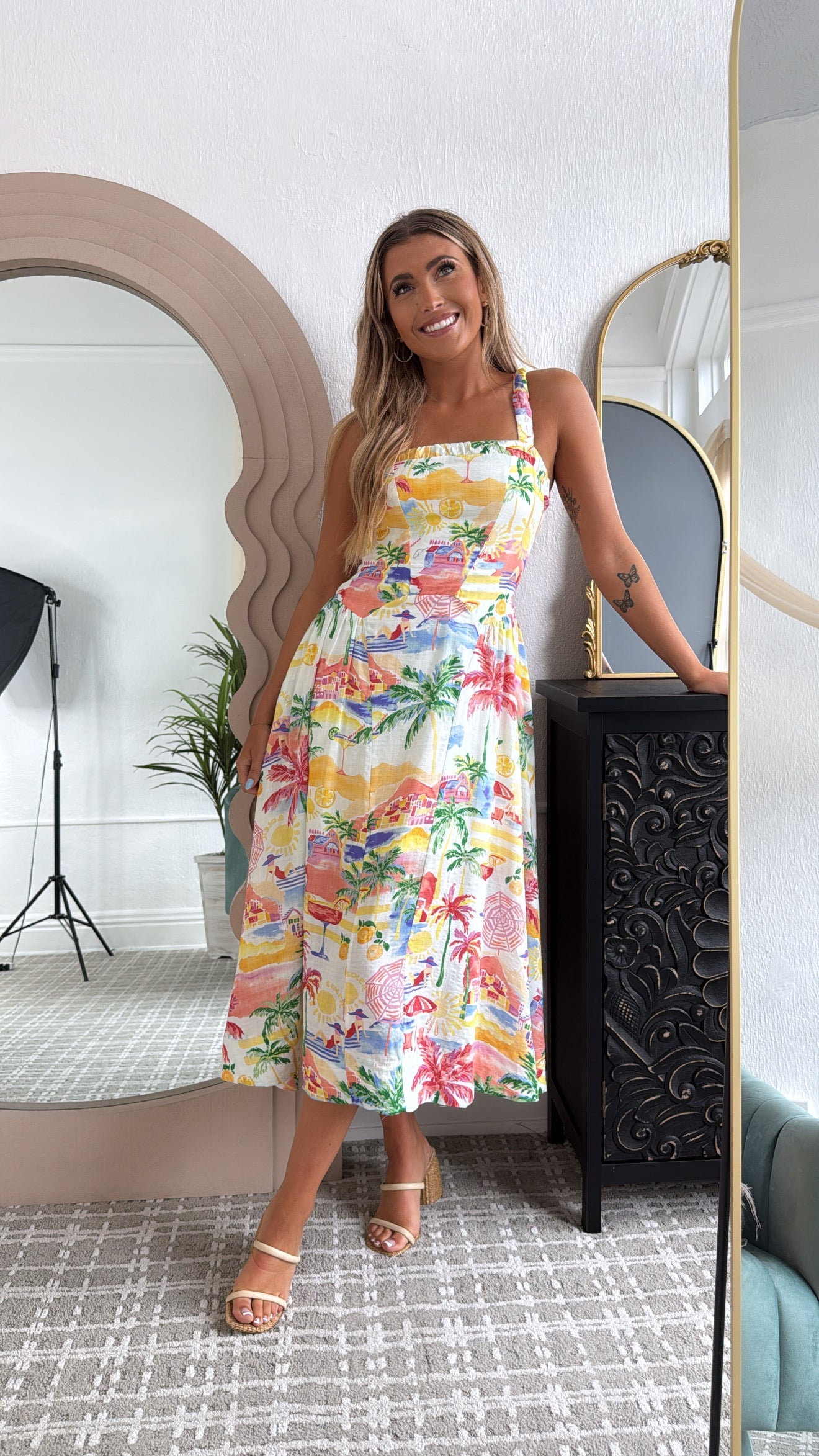 Coastal Vibes Midi Dress, Cream