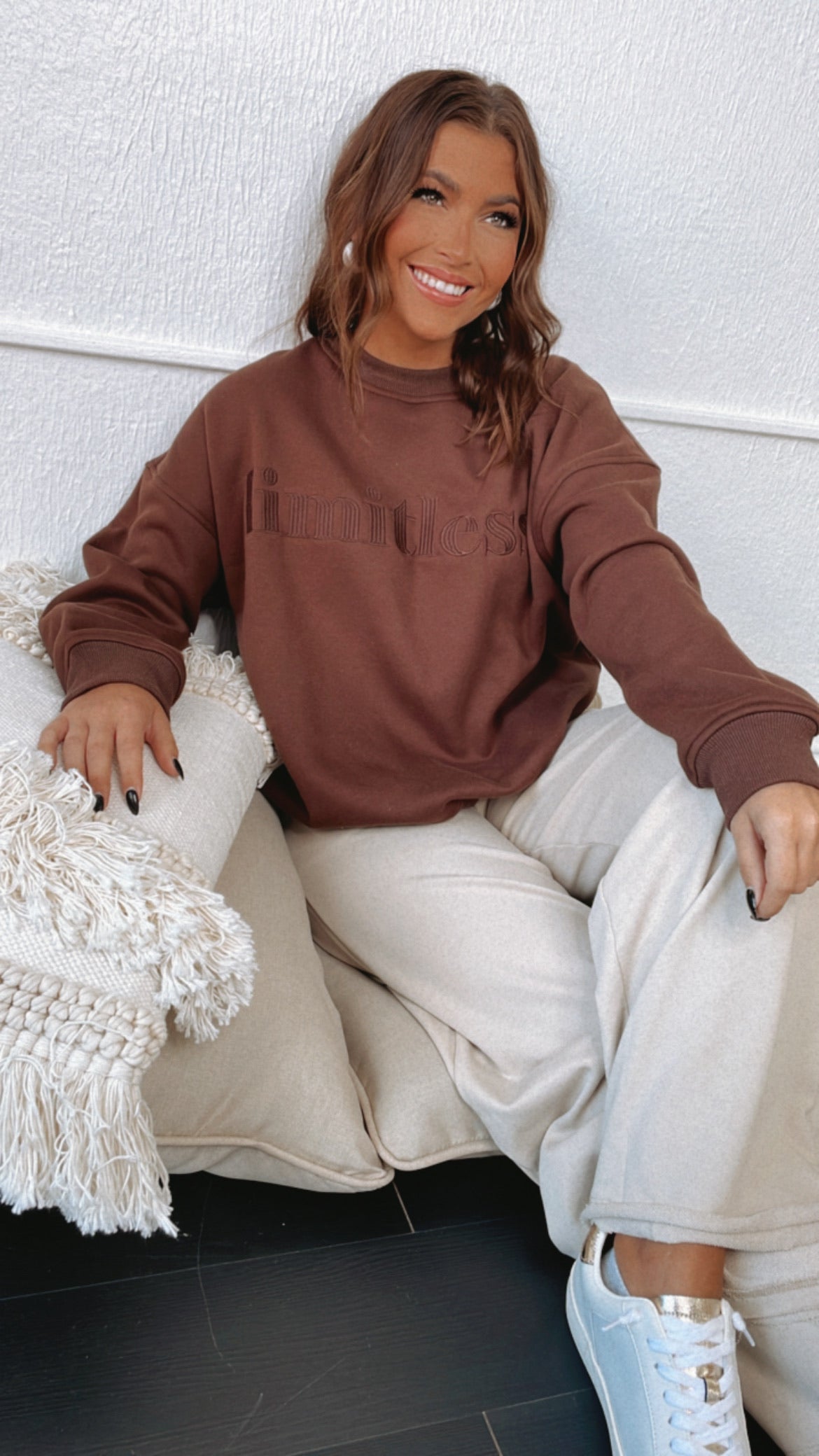 Limitless Embroidered Sweatshirt, Brown