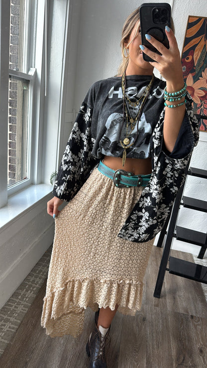 Dustflower Midi Skirt, Taupe