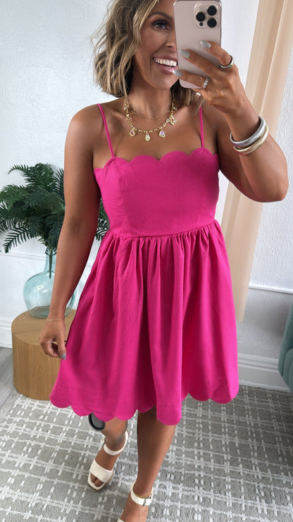 Pink Martini Scalloped Detail Dress