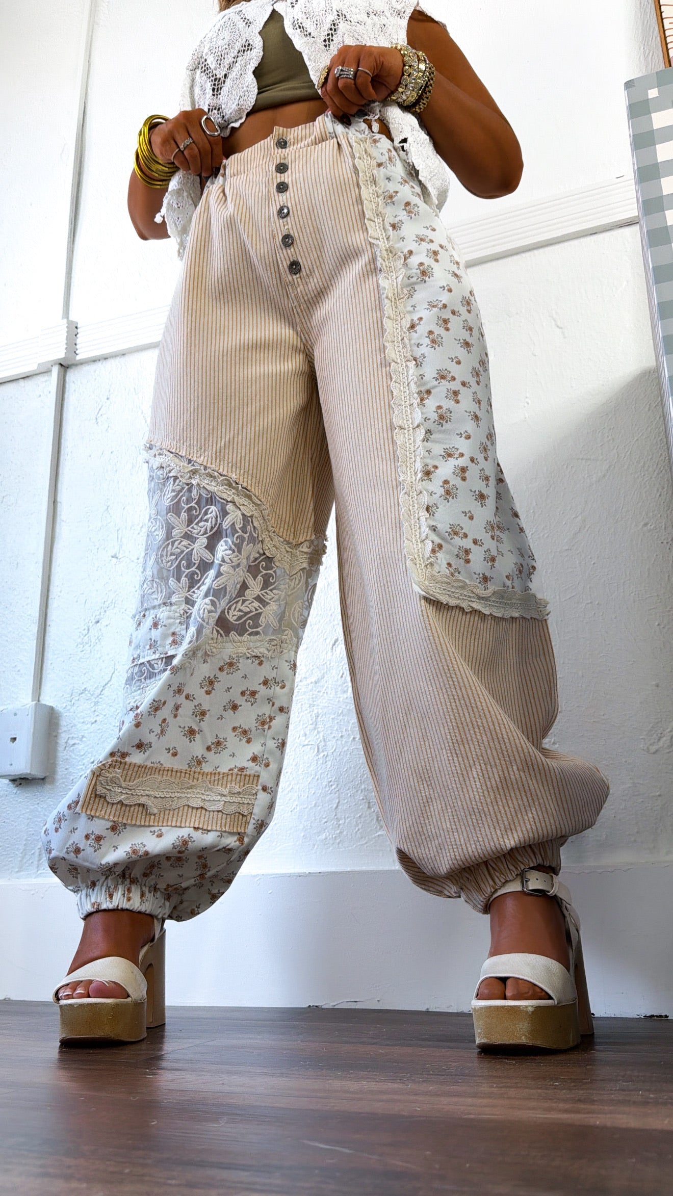 Hempstead Striped Joggers, Tan Stripe