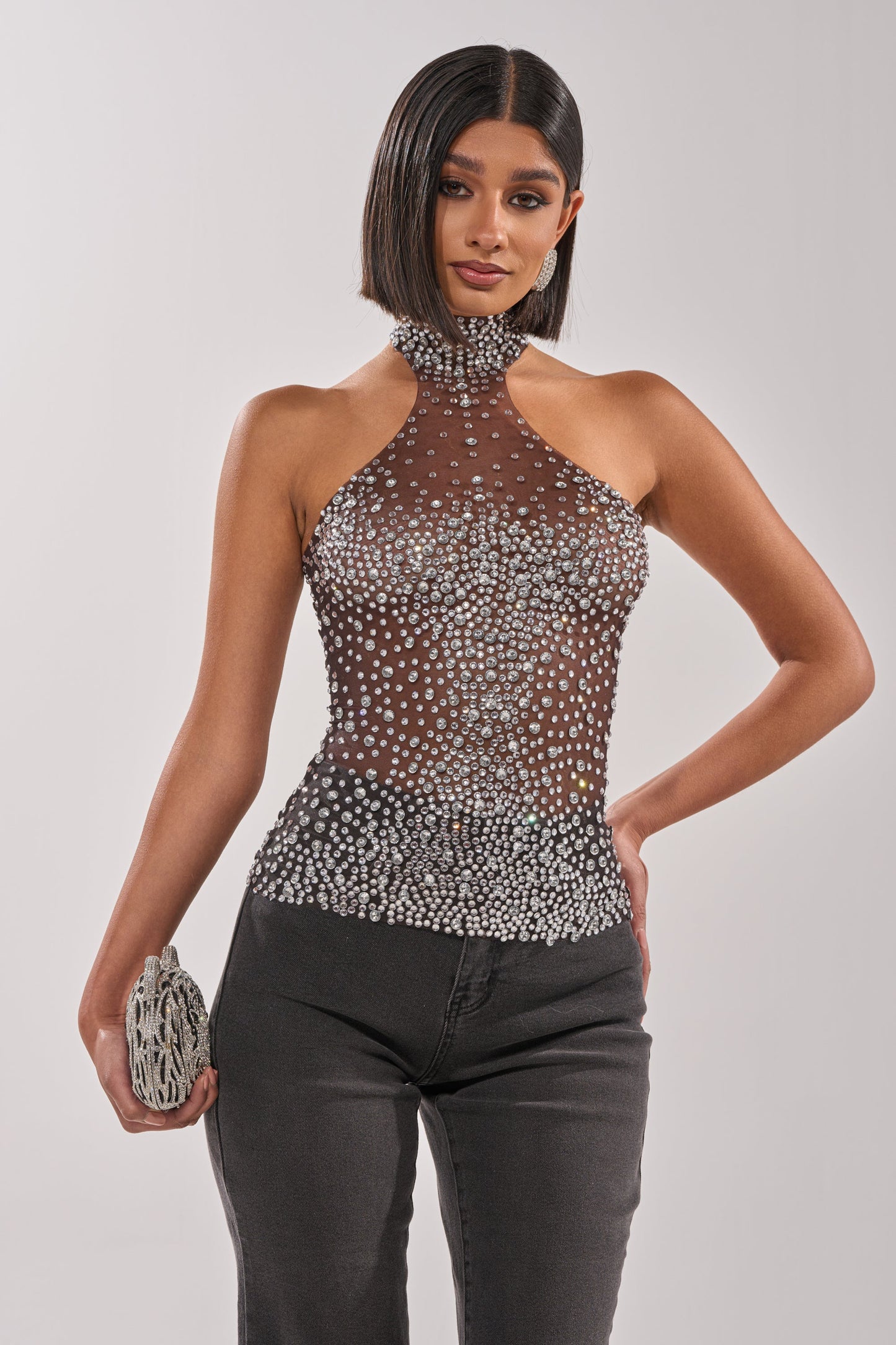 ALL YEAR ROUND SHEER RHINESTONE TOP