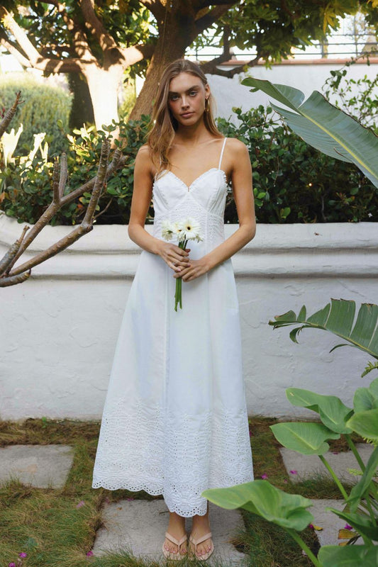 Aelia Embroidered Eyelet Maxi Dress