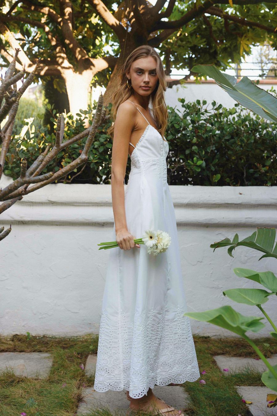 Aelia Embroidered Eyelet Maxi Dress