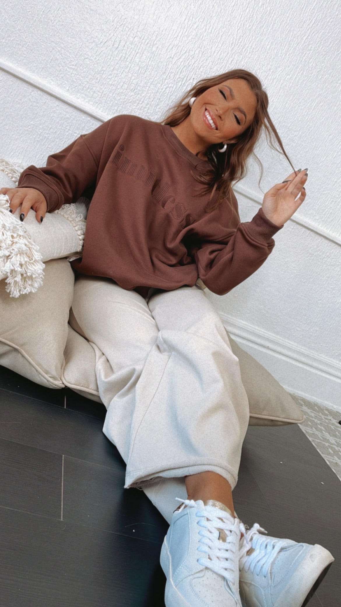 Limitless Embroidered Sweatshirt, Brown