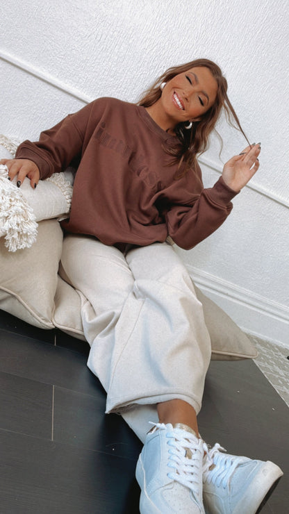 Limitless Embroidered Sweatshirt, Brown