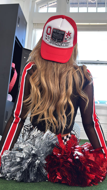 OH Patched Hat, White/Red