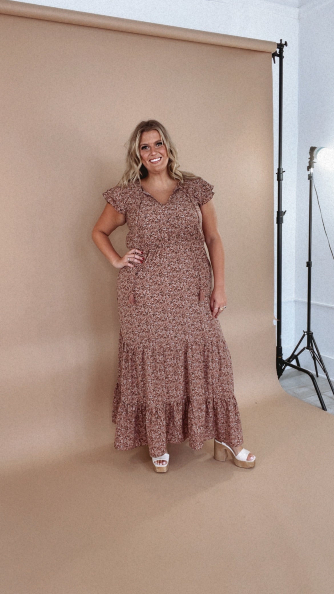 ECB Exclusive: Melody Floral Maxi Dress, Mauve