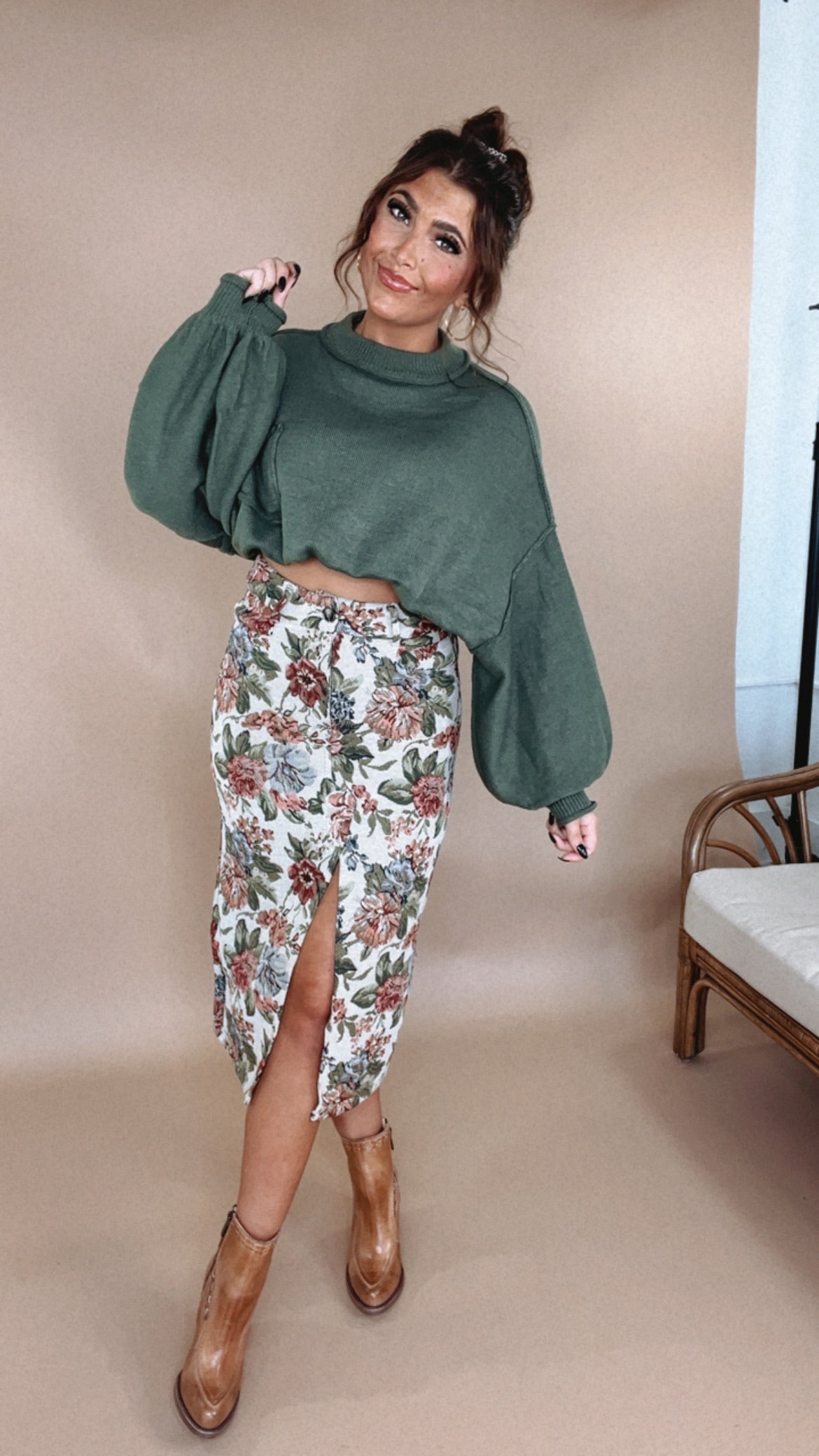 ECB Exclusive: Magnolia Tapestry Midi Skirt