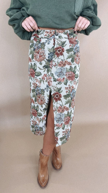 ECB Exclusive: Magnolia Tapestry Midi Skirt