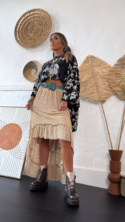 Dustflower Midi Skirt, Taupe