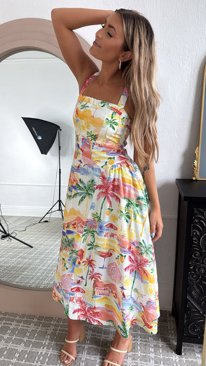 Coastal Vibes Midi Dress, Cream