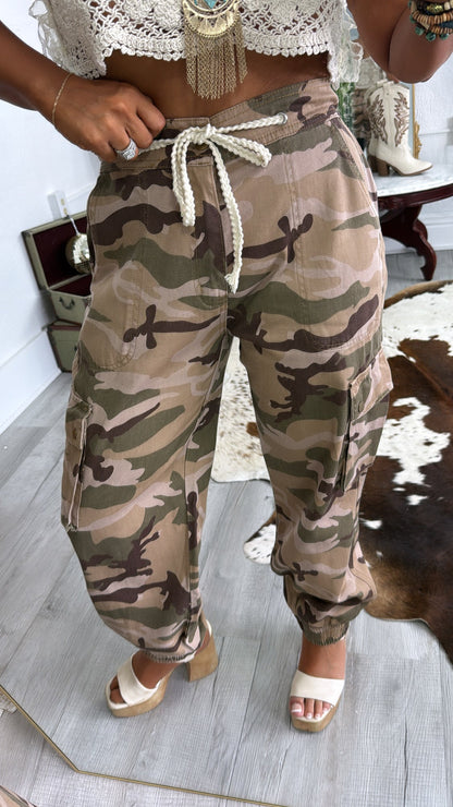 Have Your Attention Beige Camo Jogger