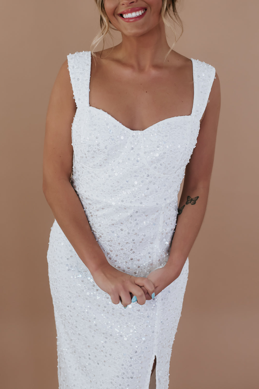 Pearl Sequin Midi Dress