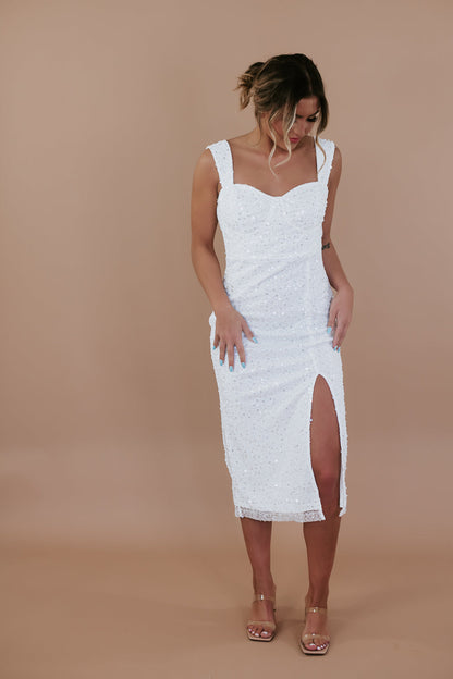 Pearl Sequin Midi Dress