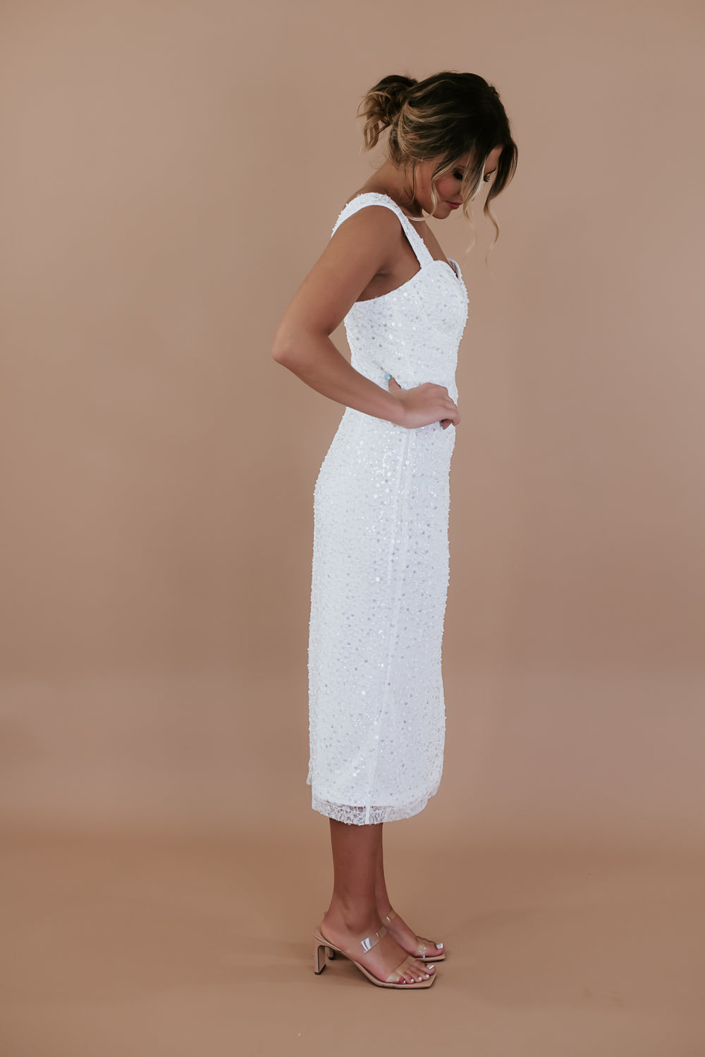 Pearl Sequin Midi Dress
