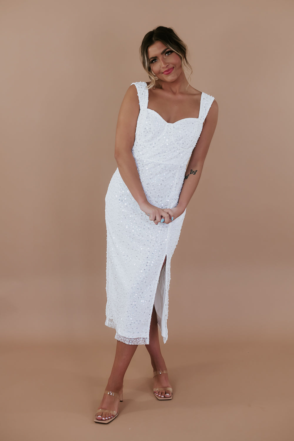 Pearl Sequin Midi Dress