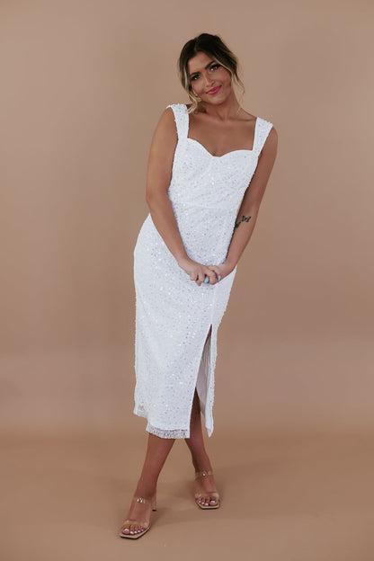 Pearl Sequin Midi Dress