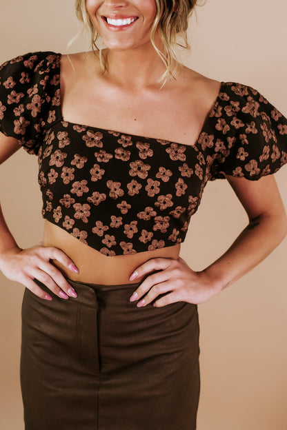 Ready or Not Balloon Sleeve Blouse, Brown