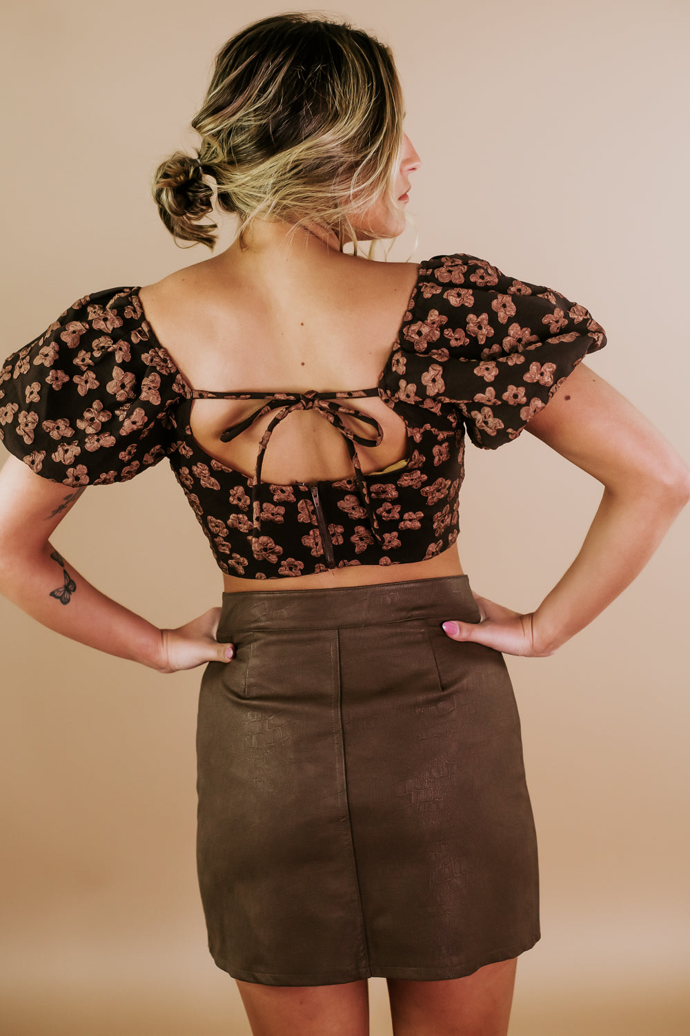 Ready or Not Balloon Sleeve Blouse, Brown
