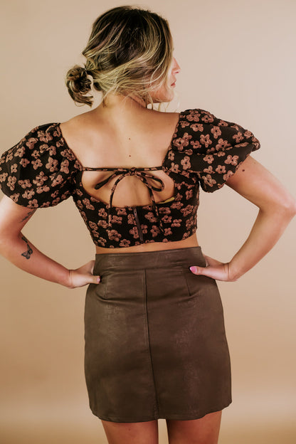 Ready or Not Balloon Sleeve Blouse, Brown