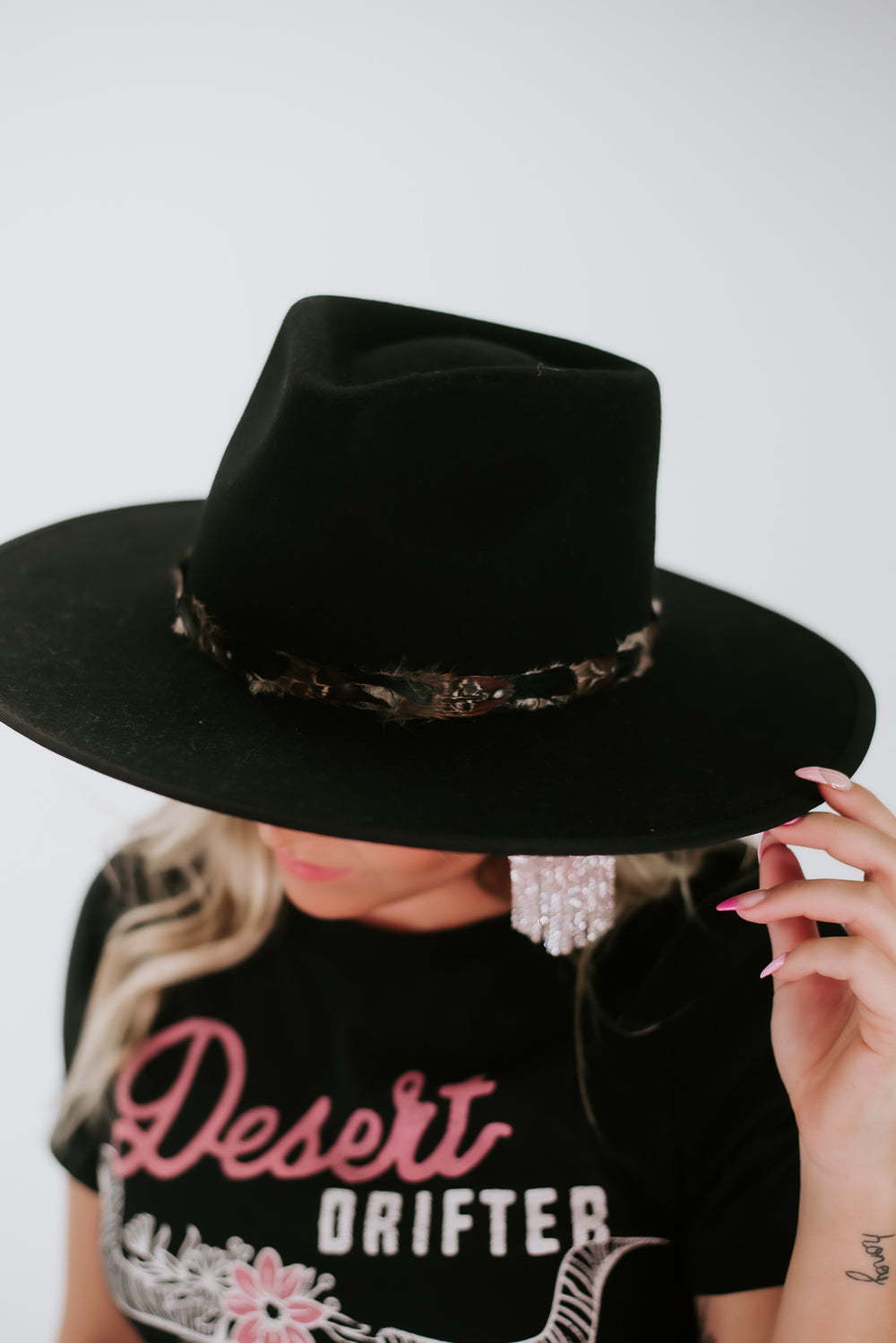 Nelson Feathered Hat, Black
