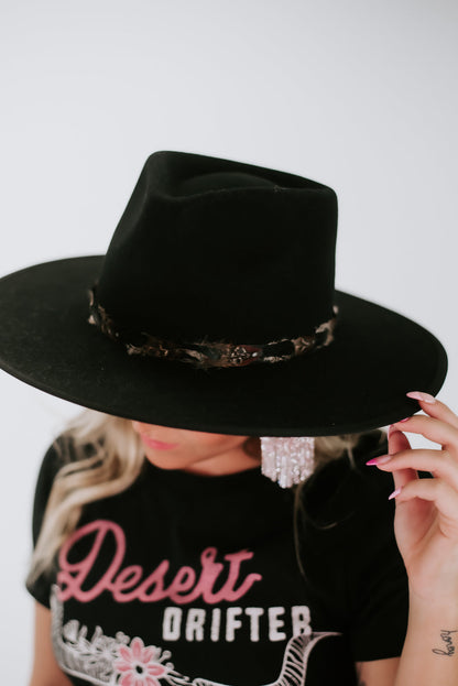 Nelson Feathered Hat, Black