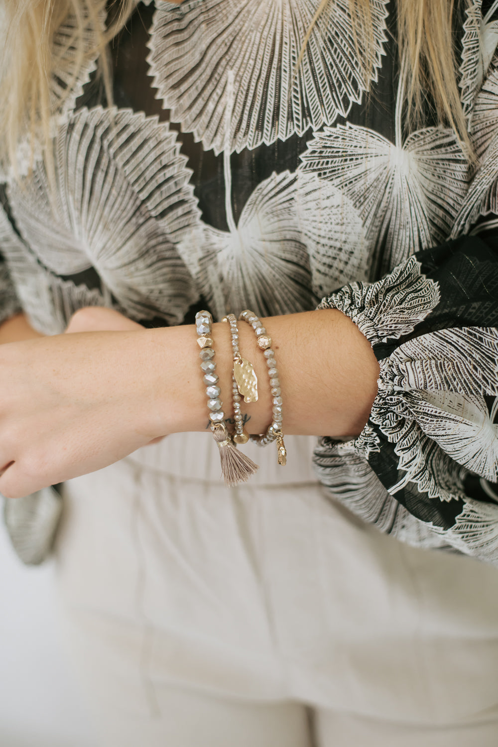 Level Up Bracelet Stack, Grey
