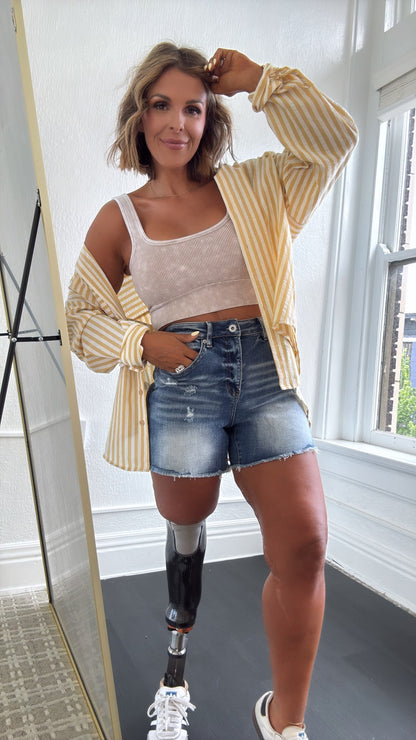 Banks Raw Hem Denim Shorts, Medium