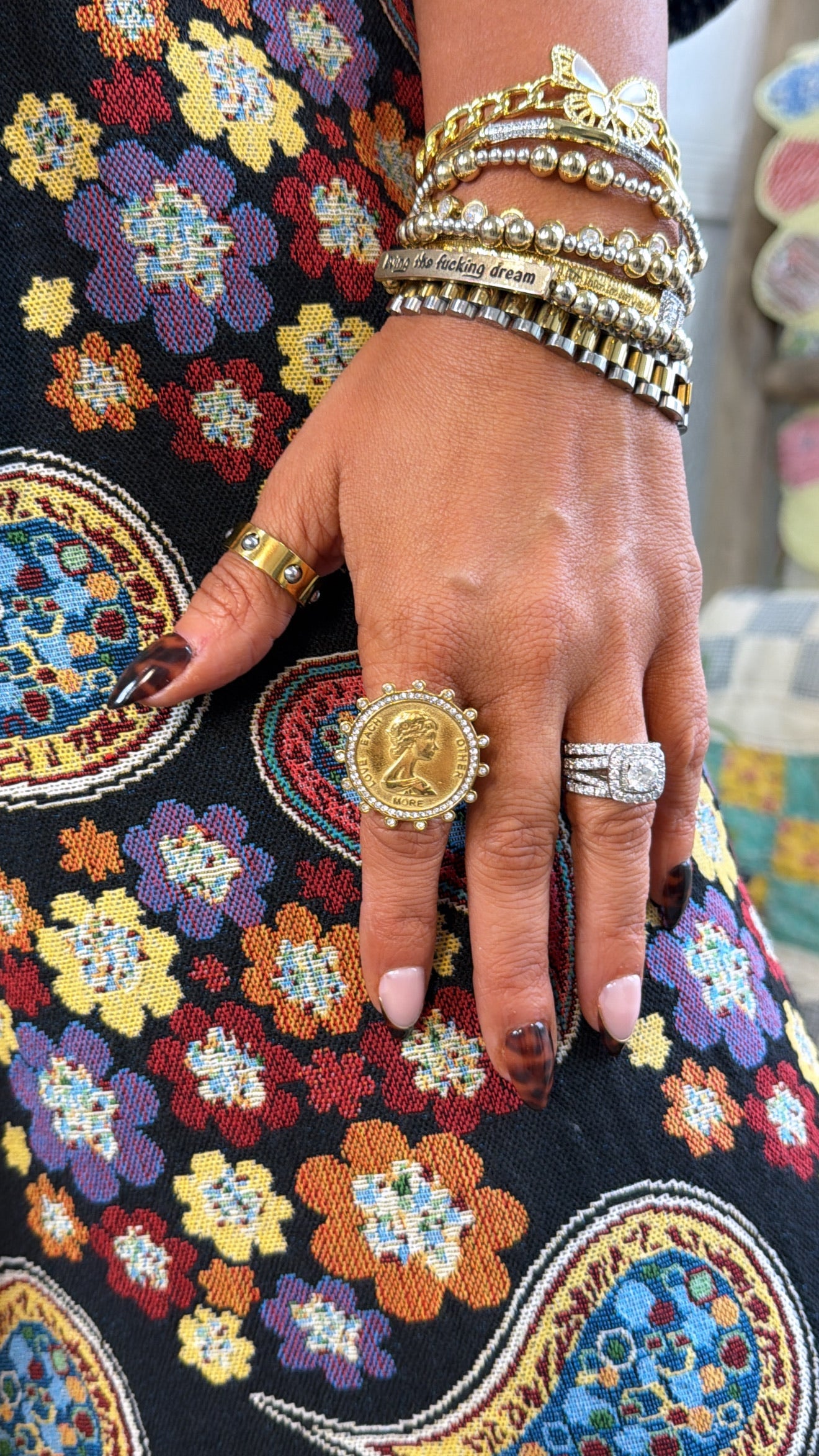 Bling Coin Ring, Gold