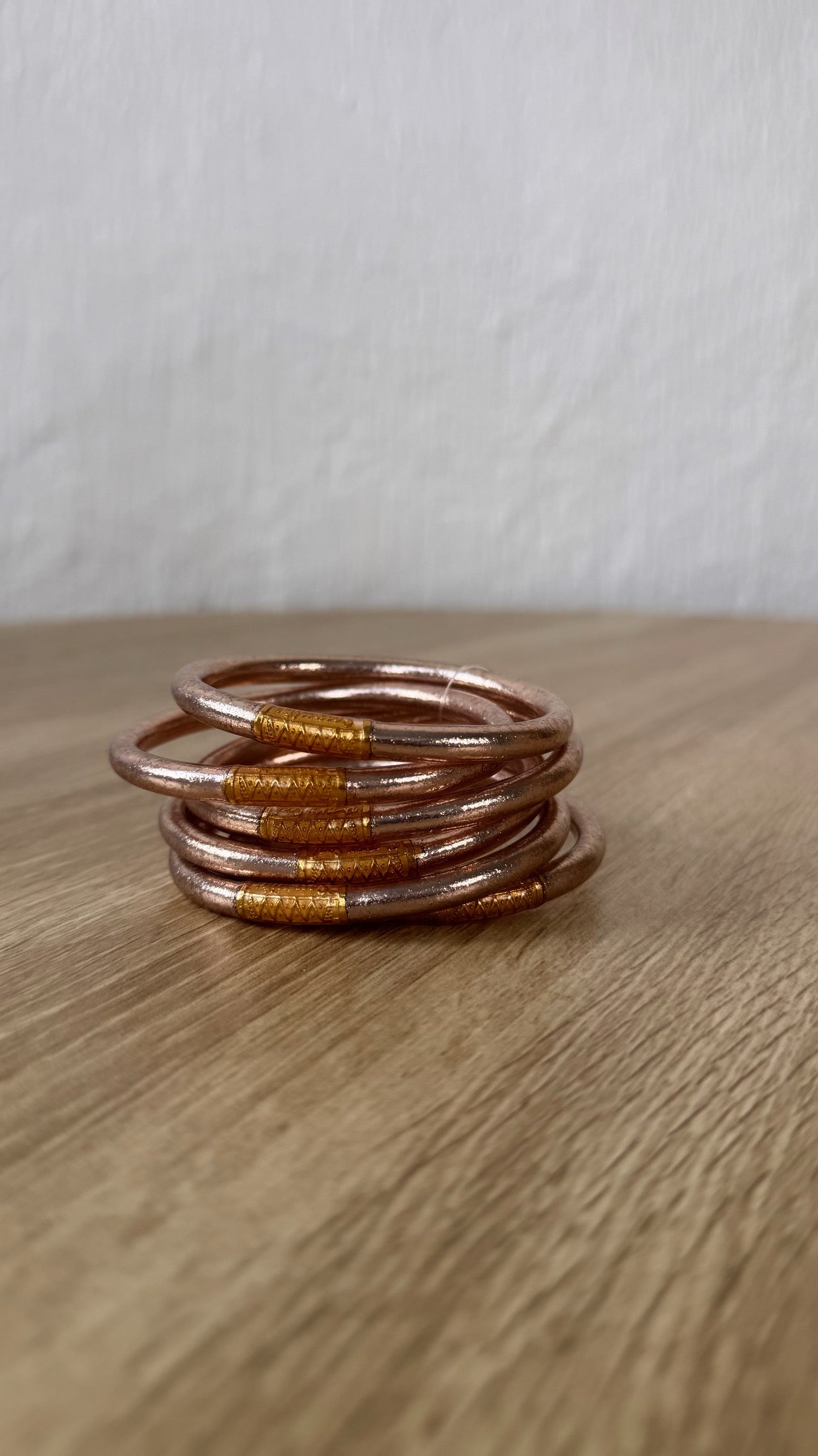 BuDhaGirl: Rose Gold All Weather Bangle (Set of 6)- Serenity Prayer