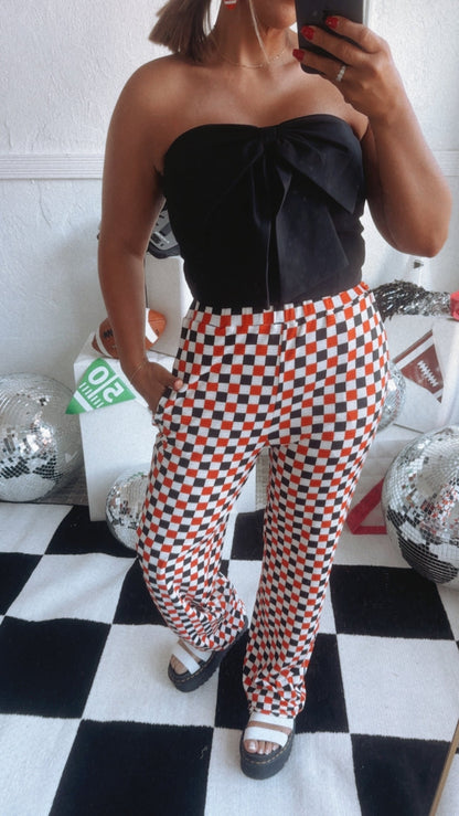 ECB Exclusive : Kickin' It Checkered Pant, Orange/Black