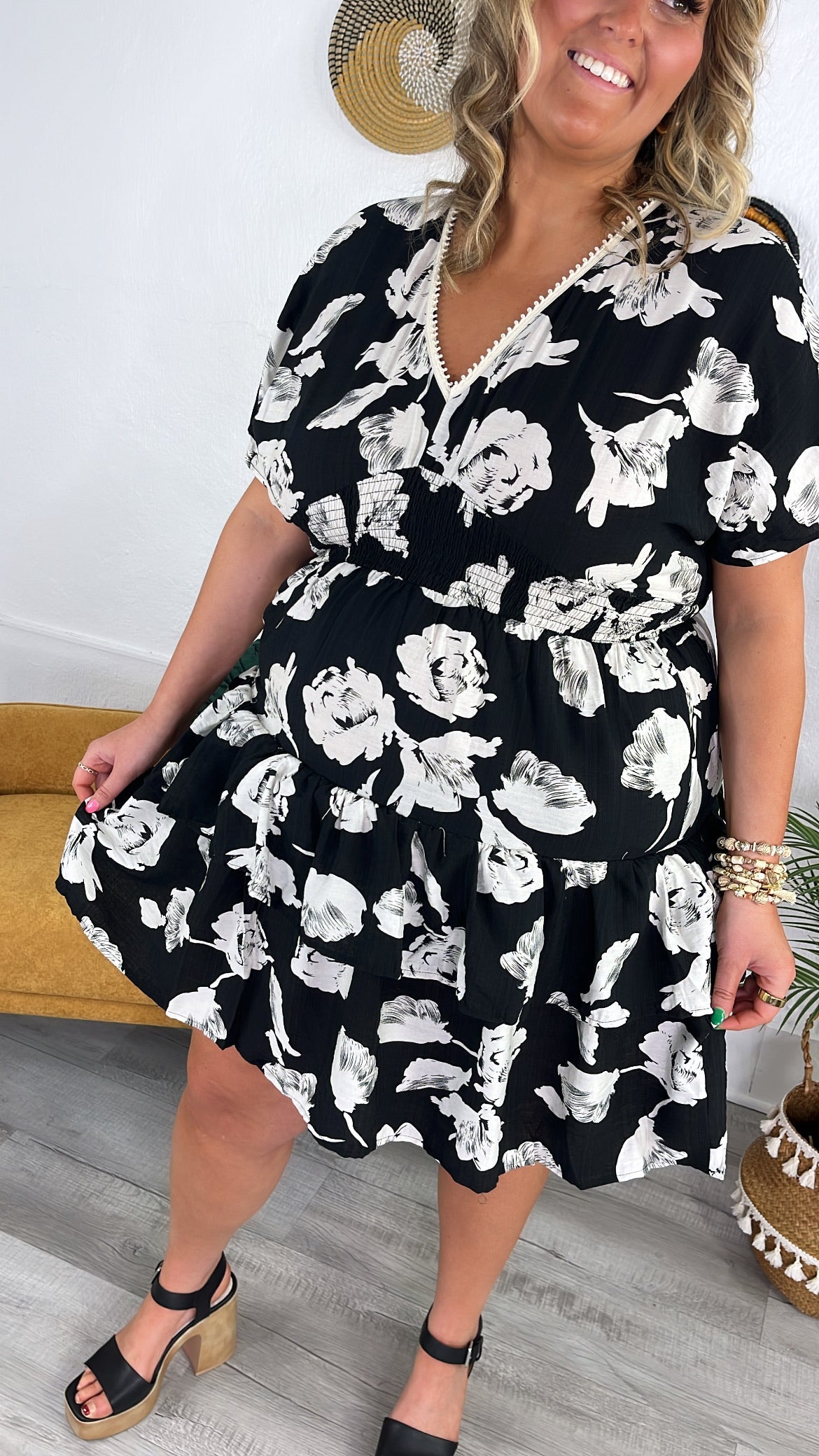 Midnight Petals Dress, Black