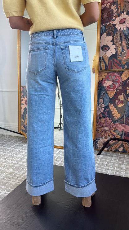 Leo Lower Rise Wide Leg Denim Jean, VERVET