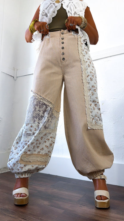 Hempstead Striped Joggers, Tan Stripe