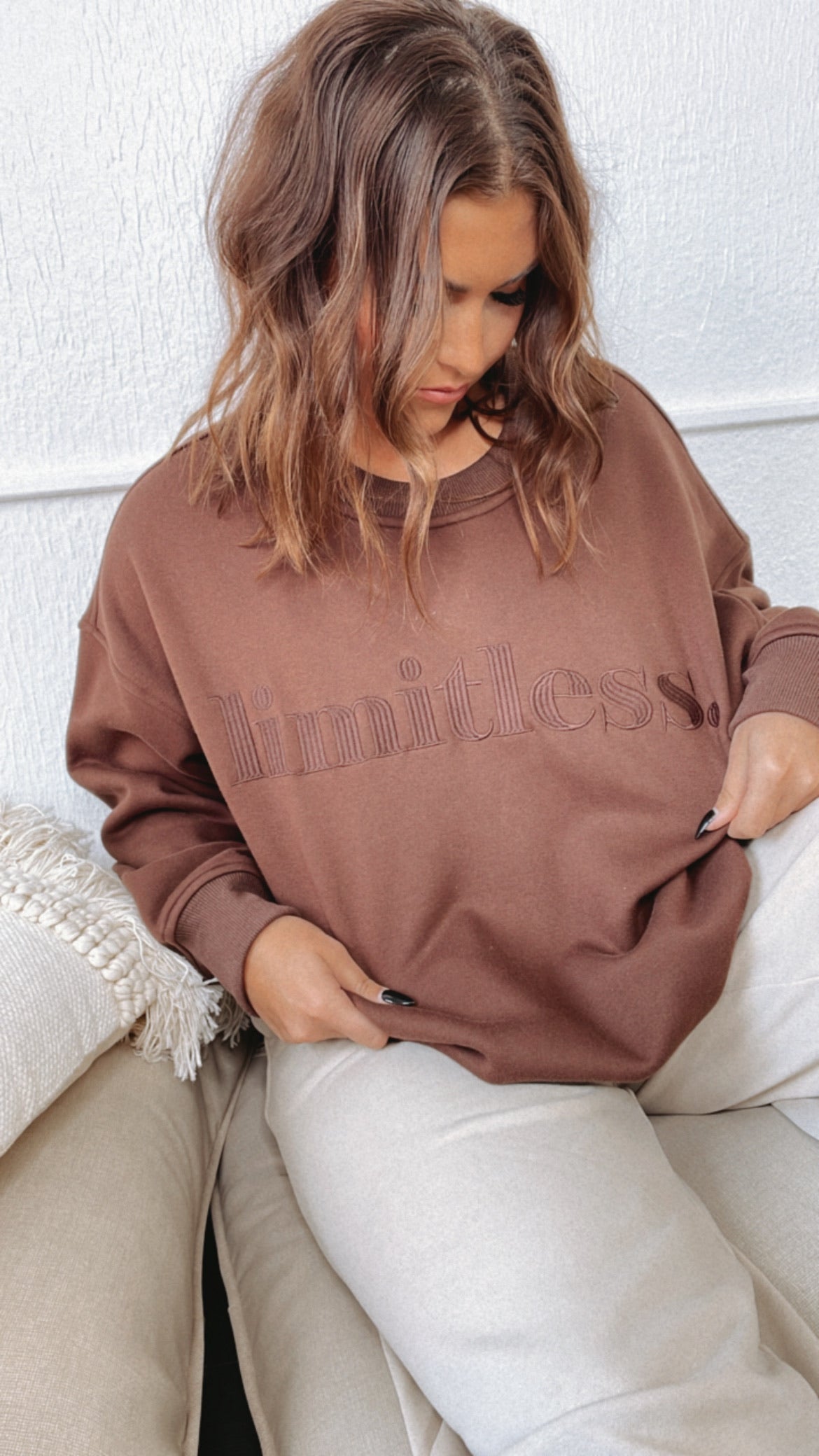 Limitless Embroidered Sweatshirt, Brown