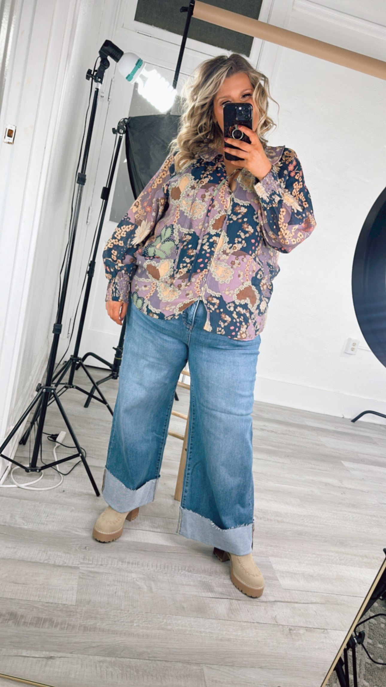 New Groove Floral Printed Top, Purple