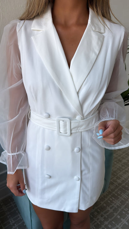 Let's Meet Up Blazer Dress, White