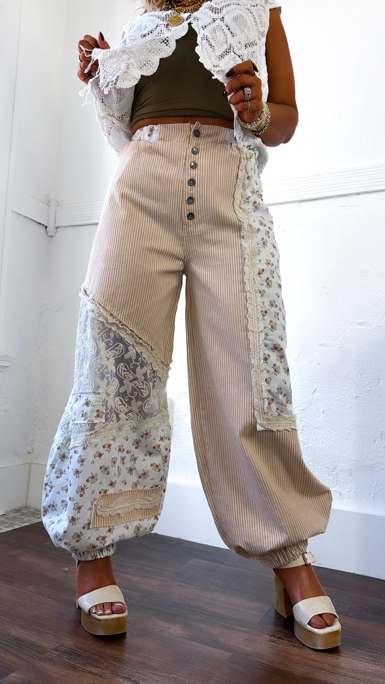 Hempstead Striped Joggers, Tan Stripe