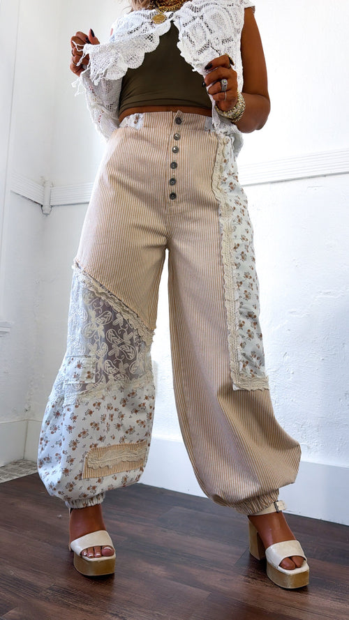 Hempstead Striped Joggers, Tan Stripe