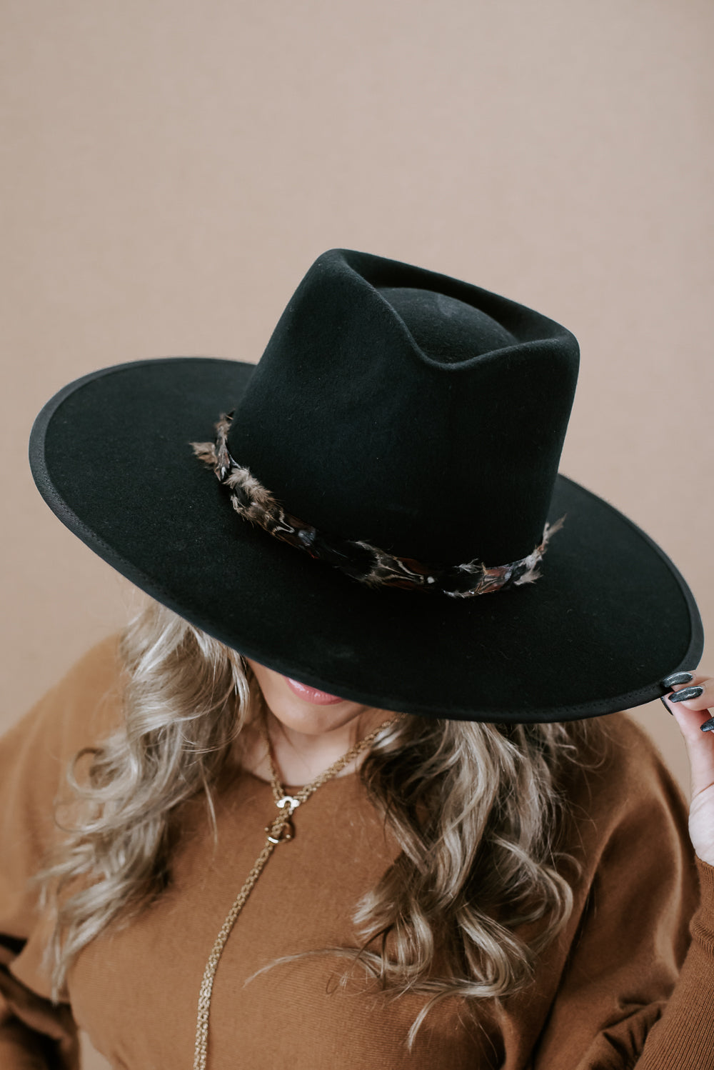 Nelson Feathered Hat, Black