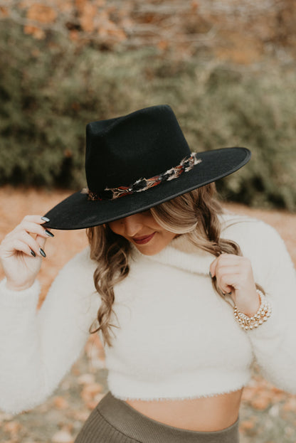 Nelson Feathered Hat, Black