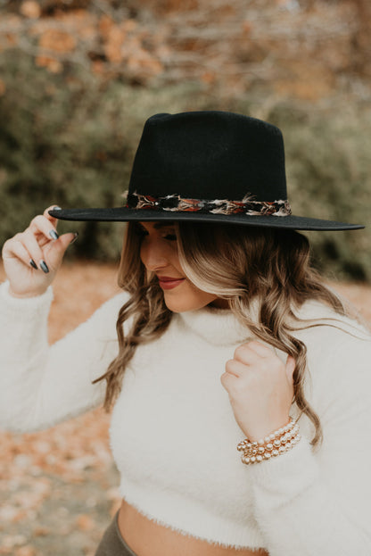 Nelson Feathered Hat, Black