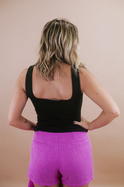 Double Layered Reg Length Tank, Black