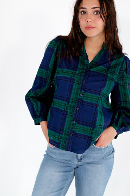 Enza Plaid Blouse