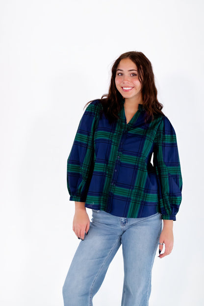Enza Plaid Blouse