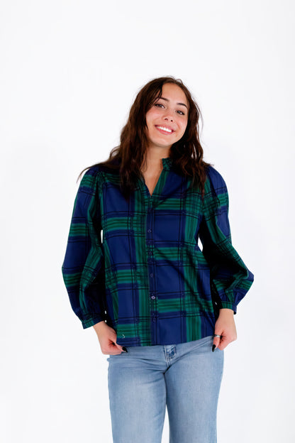 Enza Plaid Blouse