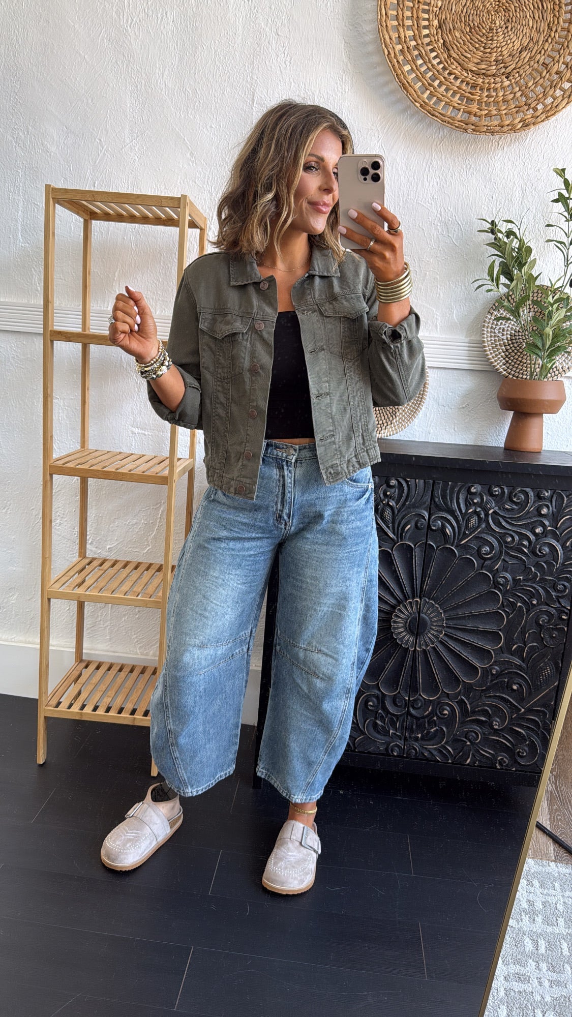 Low Fade Lightweight Denim Jacket, Olive